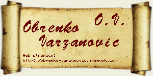 Obrenko Varzanović vizit kartica